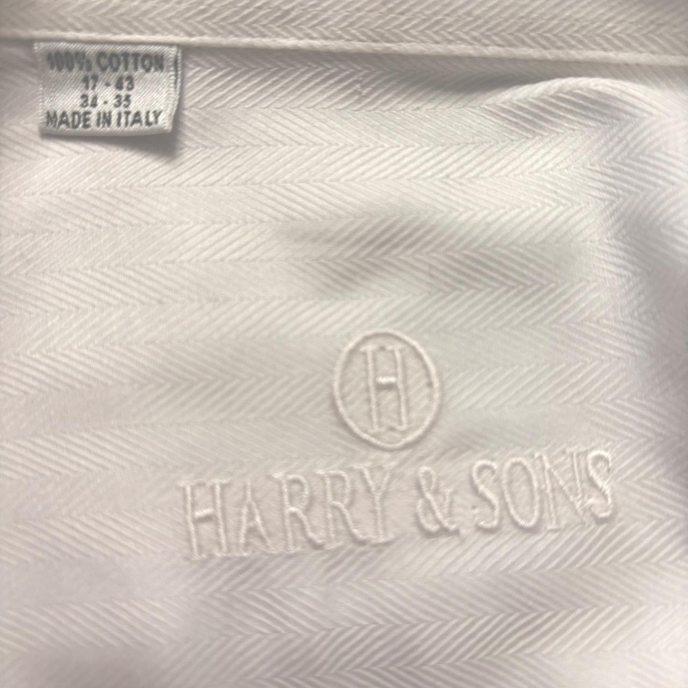Harry & Sons Men's Size 17 34/35  XL Old Money White Dress Shirt Made in Italy. - Picture 7 of 8